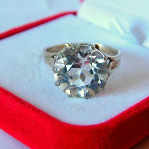 Natural Rock  quartz Crystal Ring USSR Vintage 8.5
